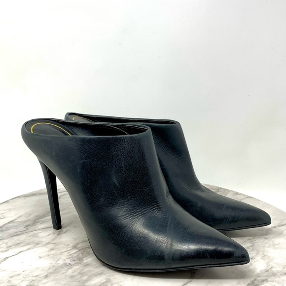 Enzo Angiolini Shoes - Enzo Angiolini Faxon Pointed Toe Leather Mules 7.5 Minimalist Edgy Classic Chic